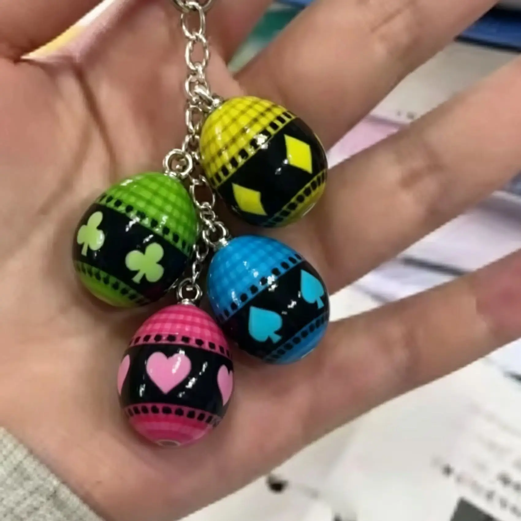 Llavero de Anime Kawaii Hinamori Amu Tsukiyomi Utau Ran Suu Dia, Llavero de Cuerda, Llavero Acrílico Colorido, Accesorios para Bolsos