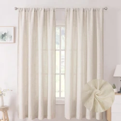 Linen Curtains 160cm/240cm Length for Living Room Bedroom Rod Pocket Light Filtering Semi Window Curtain Boho Farmhouse Drapes