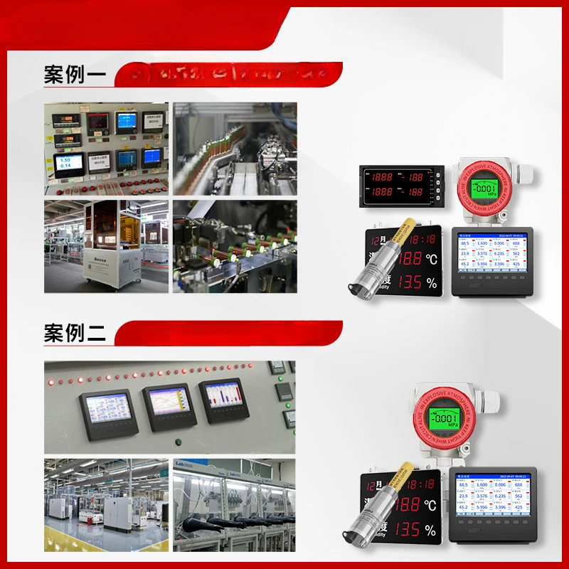 Lithium Battery Workshop Dew-Point Meter Compressed Air Purification Temperature and Humidity Water Content Monitor Display