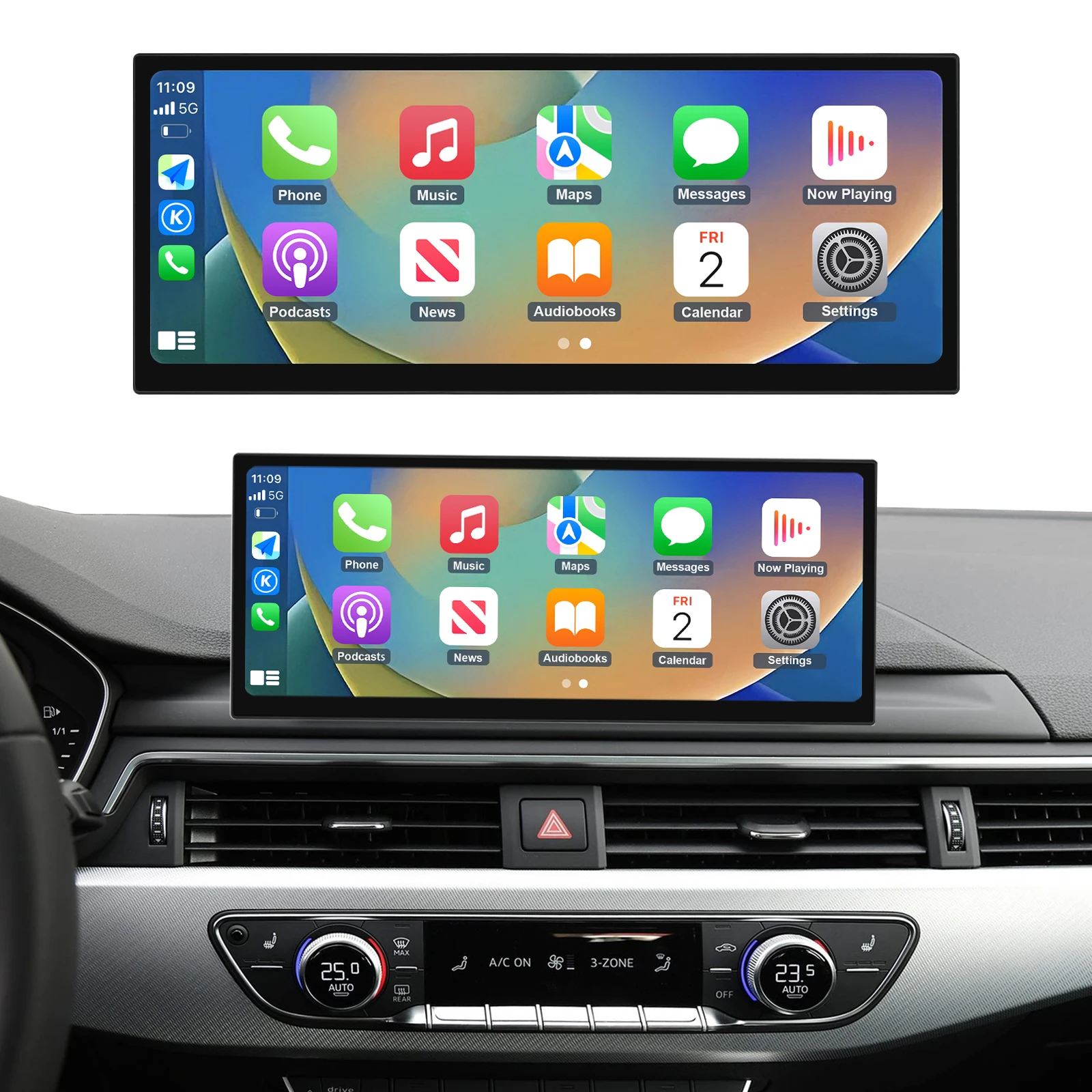 شاشة الوسائط المتعددة للسيارة CarPlay اللاسلكية لأودي A4 A5 2016-2019 أندرويد السيارات دعم Airplay كاميرا راديو GPS مشغل السيارة #1