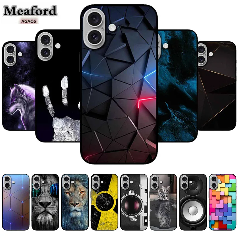 Phone Case For iPhone 16 Plus 16 Pro Max Animal Back Cover TPU Soft Silicone Para Shield for Apple iPhone 16 16 pro Shell Capa