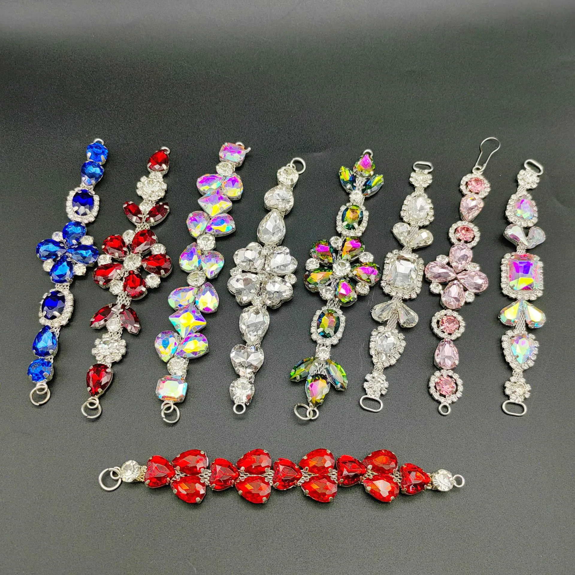 New 24pcs/lot Rhinestone Connector Shoe Buckle Apparel Buckle Bikini Connector Headband Connector LWHB048