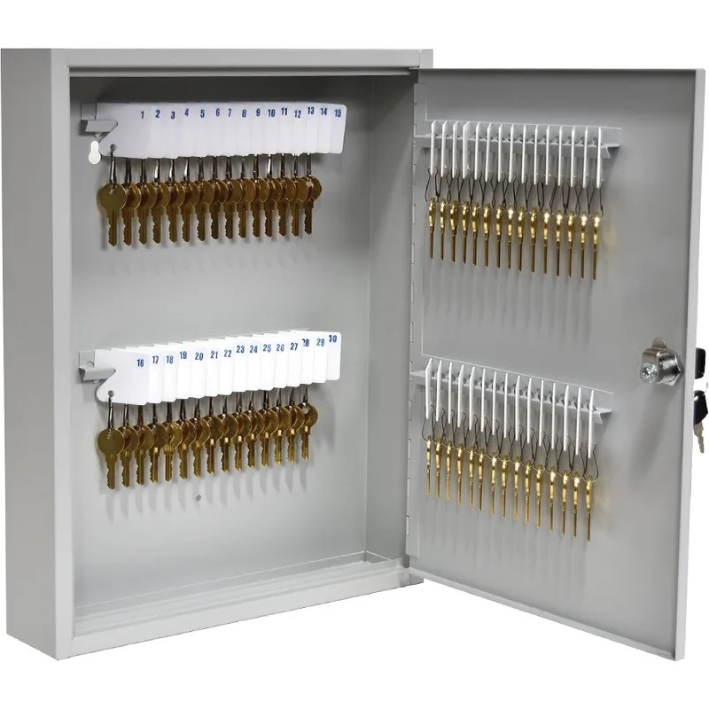 Fort Knox Key Holder Cabinet - 60-Key Cabinet -  Piano Hinged Door - Standard Keyed Lock - Steel Construction - Key Lock Box