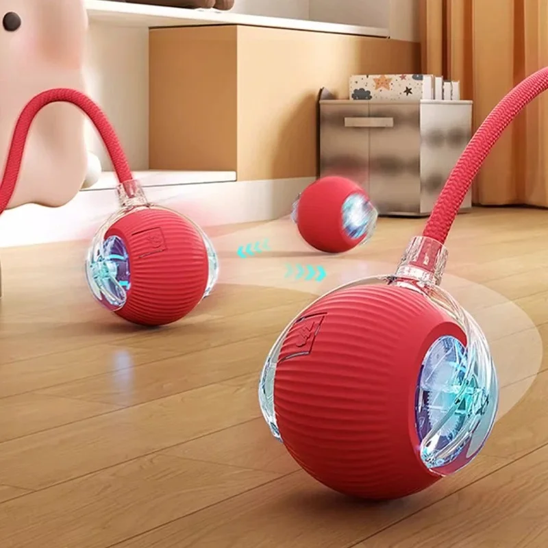 Este juguete esférico interactivo para gatos presenta un diseño de bola de cola giratoria automática y es un juguete eléctrico recargable para mascotas.