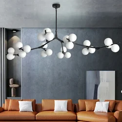 Modern Tree Branches Led Pendant Lamps Glass Balls Hanging Chandelier Living Room Decoration Dining Room Bedroom Indoor Lighting