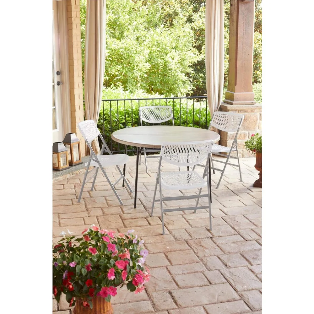 كراسي بلاستيكية قابلة للطي من COSCO Ultra Comfort XL، سعة 300 رطل، دعامة ثلاثية، بيضاء، مجموعة مكونة من 4 قطع