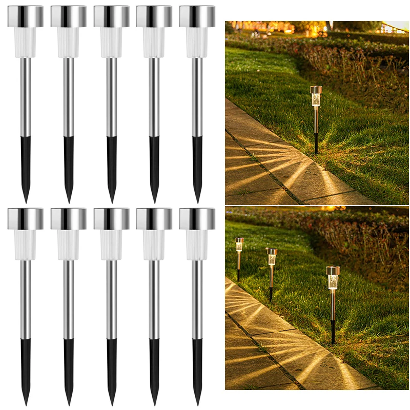 10 Pack Solar Outdoor Lights Solar Garden Light LED Landscape Lighting Waterproof Pathway Lights Decor Walkway Lawn Patio Yard