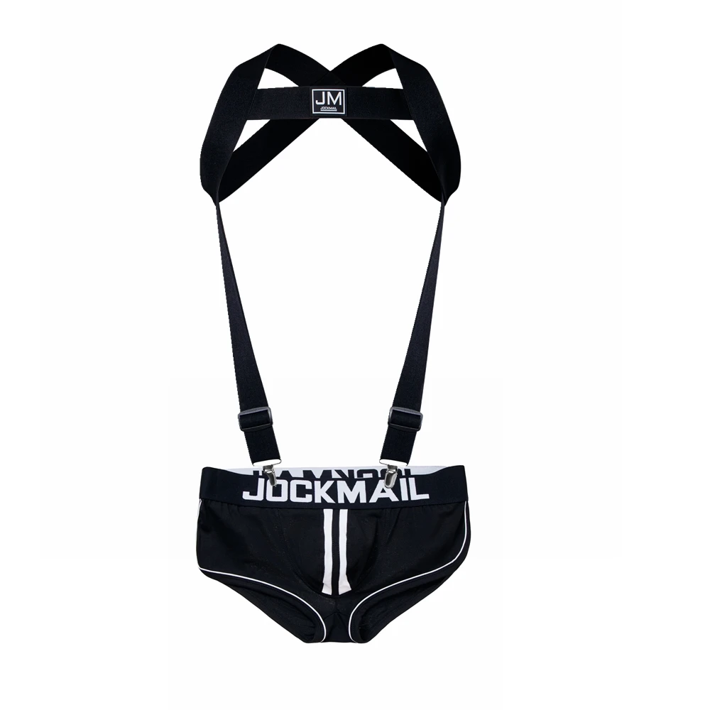 JOCKMAIL Men Body Harness Adjustable Elastic Band Detachable Split-type Give Away Sexy Men Underwear Boxer Backless Cotton Sets