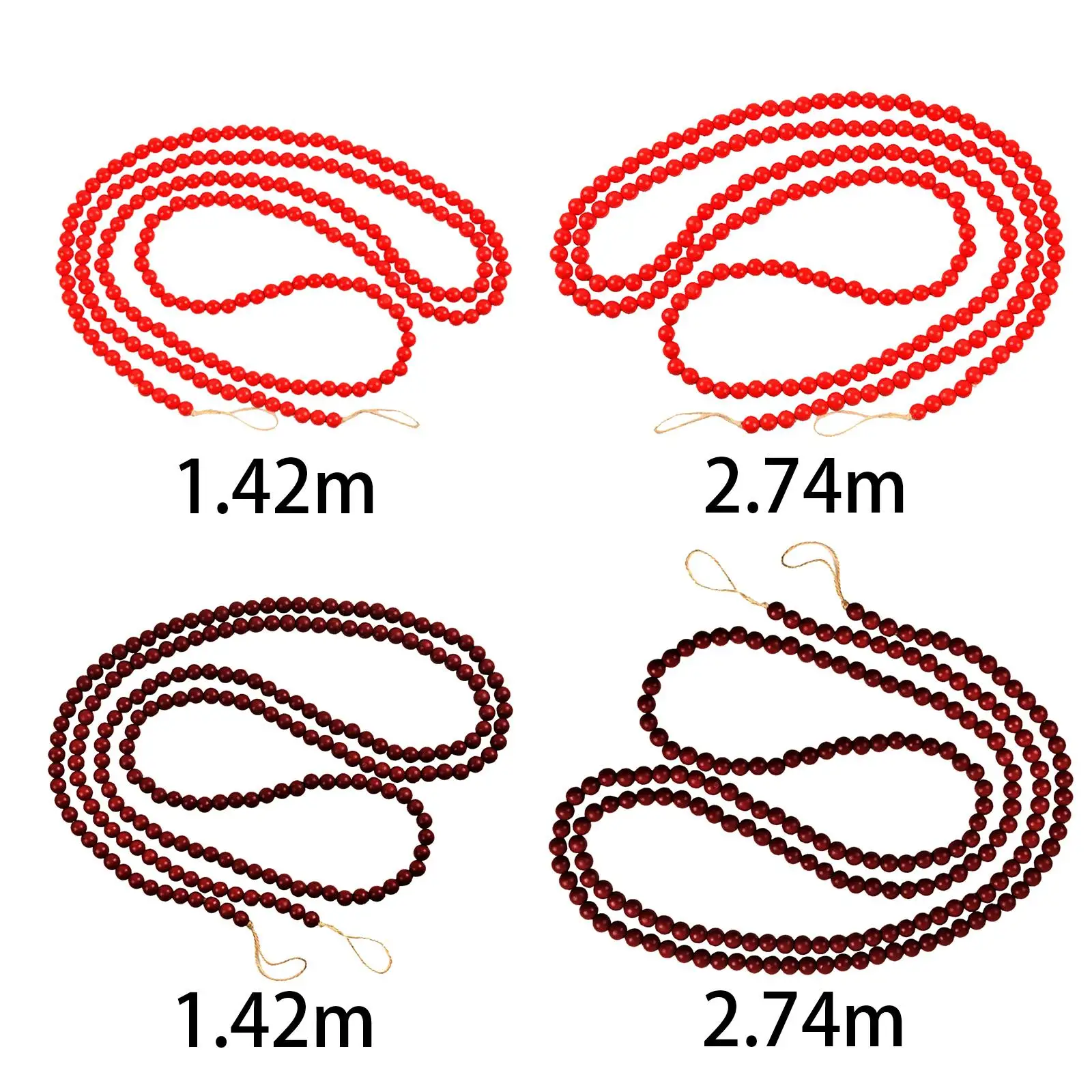 

Christmas Wooden Bead Garland Retro Round Rustic Wall Hanging for Festive Window Party Home Decor