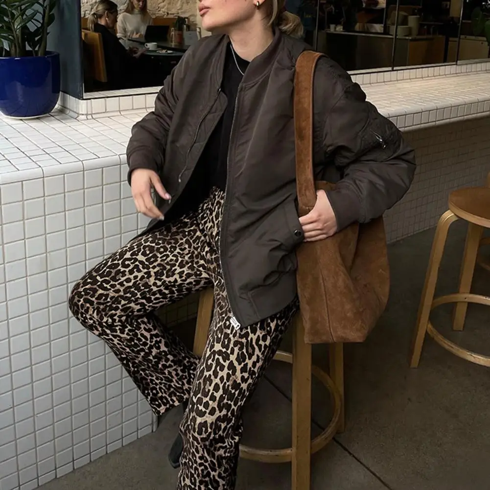 2024 Vintage Leopard Women Pants CharminLeopard Print Bottoms Slim Fit Casual Pencil Pants Skinny Women Long Trousers Suit Pants