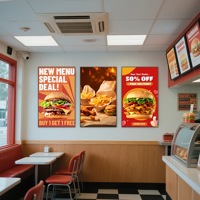 Ultra-Thin High-Brightness 4K LCD Digital Poster with IP65 Rating and Cloud-Based CMS for Retail Store & Elevator Advertising