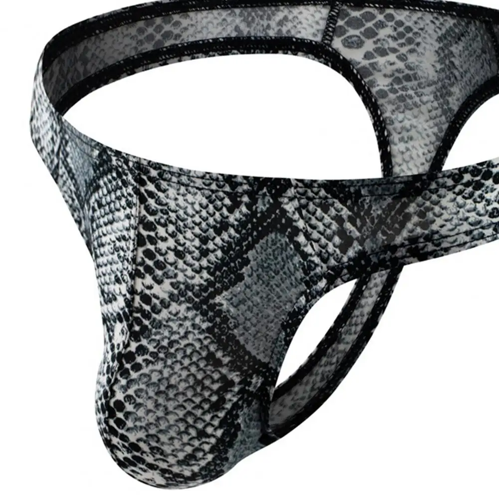 Men Thong Sexy Low-Rise Slim Fit Briefs Leopard Print High Elasticity Breathable Panties Comfortable Summer Breathable G-String