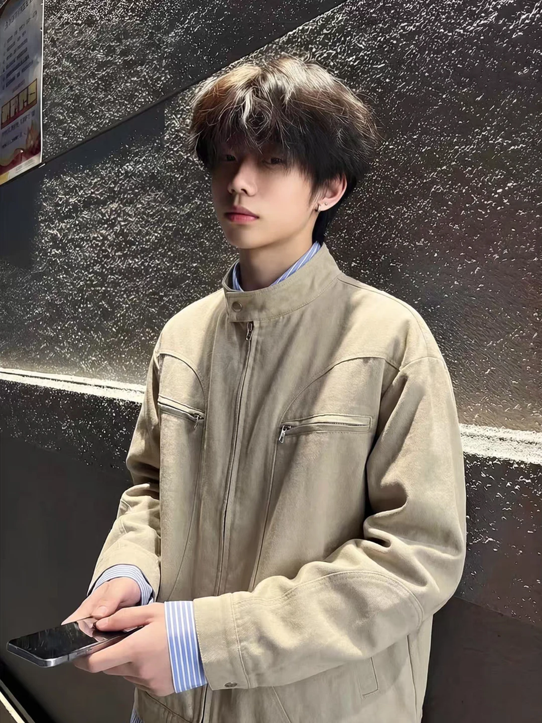 

Мужская весенняя куртка Cleanfit Harrington из канваса с воротником-стойкой, в стиле рабочей одежды, с декоративной молнией, свободного кроя