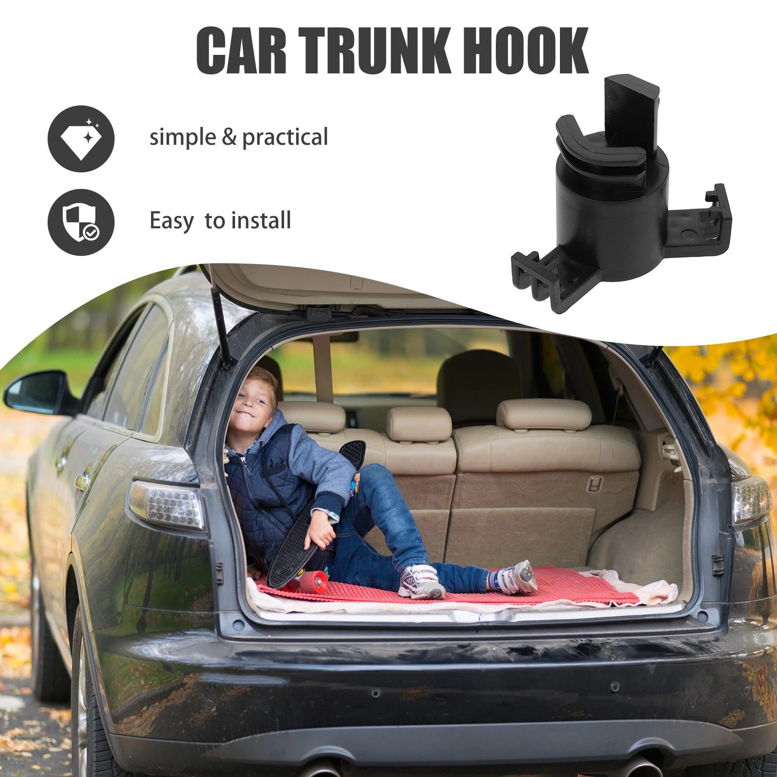

Car Hooks Trunk Hidden Multifunctional Storage Holder Easy Install Car Trunk Organizer for Car Accessories