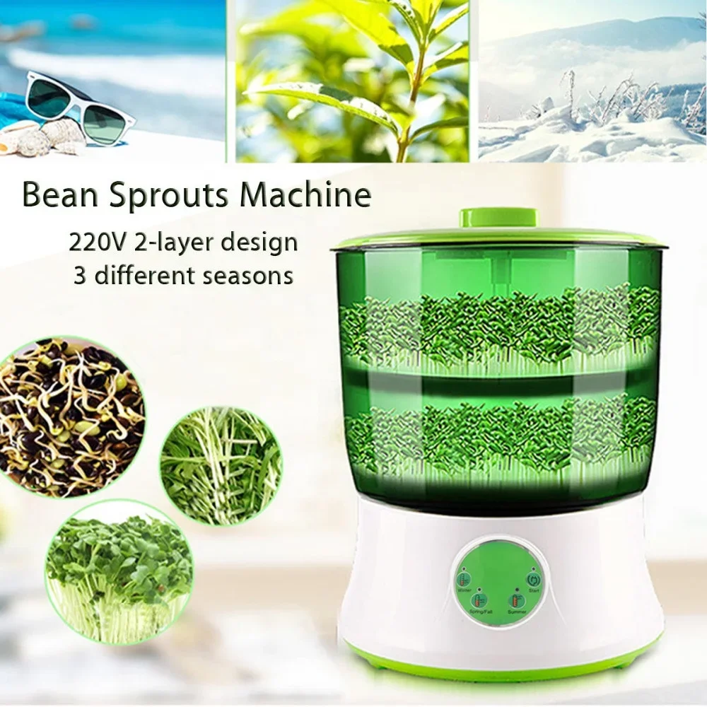 Digital Home  Bean Sprouts Maker 2 Layer Automatic Electric Germinator Seed Vegetable Seedling Growth Bucket