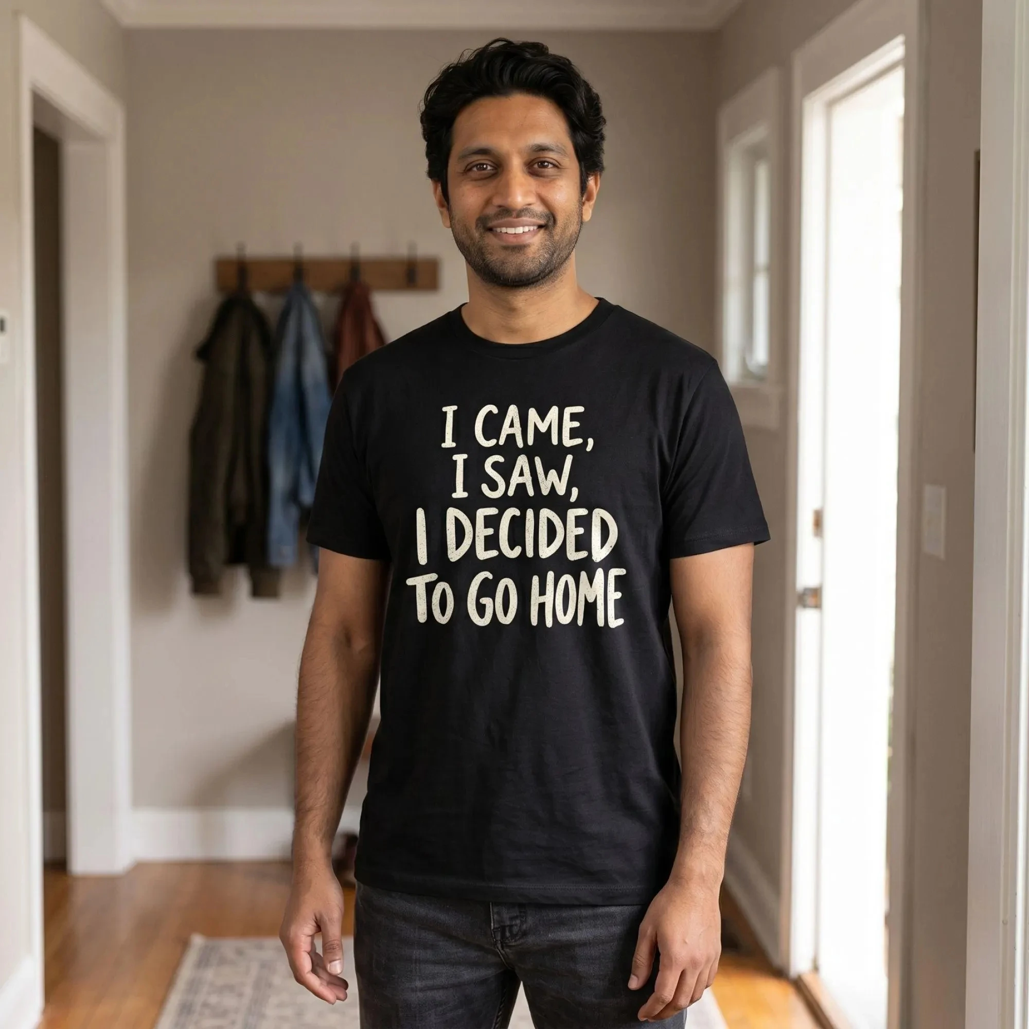 Funny Introvert T-shirt: I Came I Saw I Decided Go Home Slogan Men's Summer LooseCotton Freedom Graphi Print Casual Slim Fit