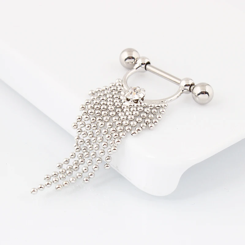 Retail 2 pieces/lot Tassel Nipple ring body Piercing jewelry 14G 316L surgical steel bar Nickel-free