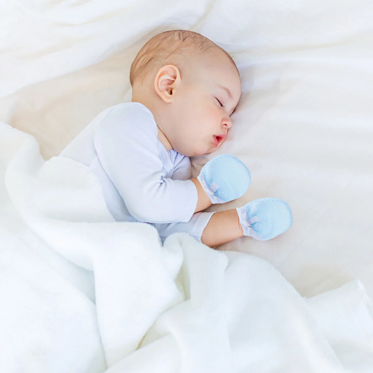 

6Pcs Anti Scratch Baby Gloves Newborn Protection Mittens Breathable Soft Cotton Ice Silk for Infants Comfortable Stretchy