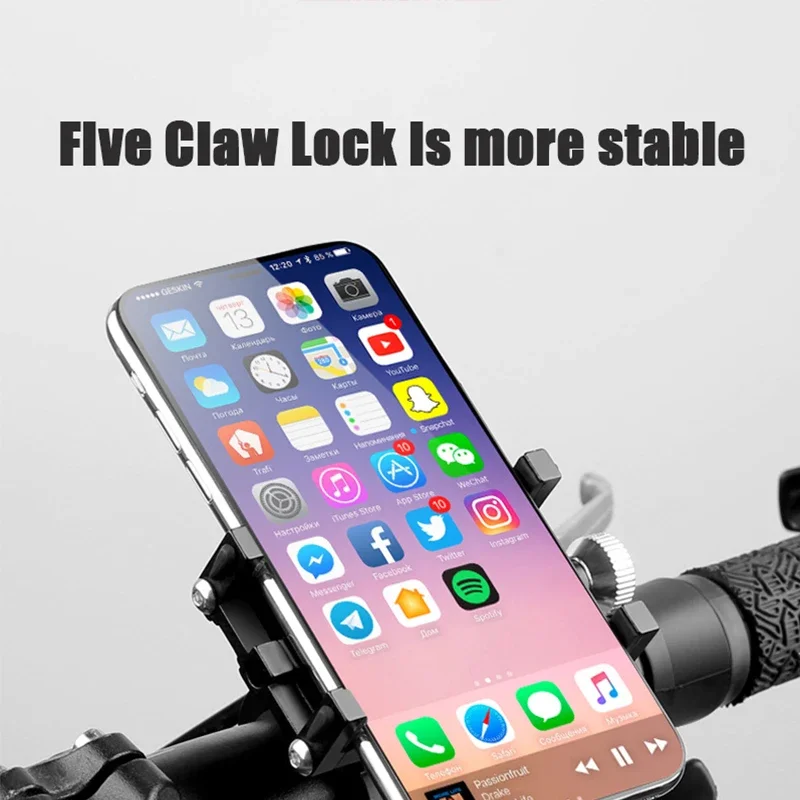 Phone Holder Motorcycle Electric Bicycle Smartphone Aluminum Alloy Bracket Five Claws Mechanical Anti-vibration GPS Bike Holder