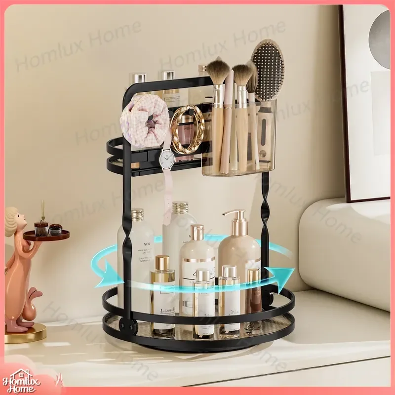 Rotating Cosmetic Organizer Desktop Multifunctional Perfume Eyeshadow Brush Shelf Kitchen Seasoning Turntable Storage Rack