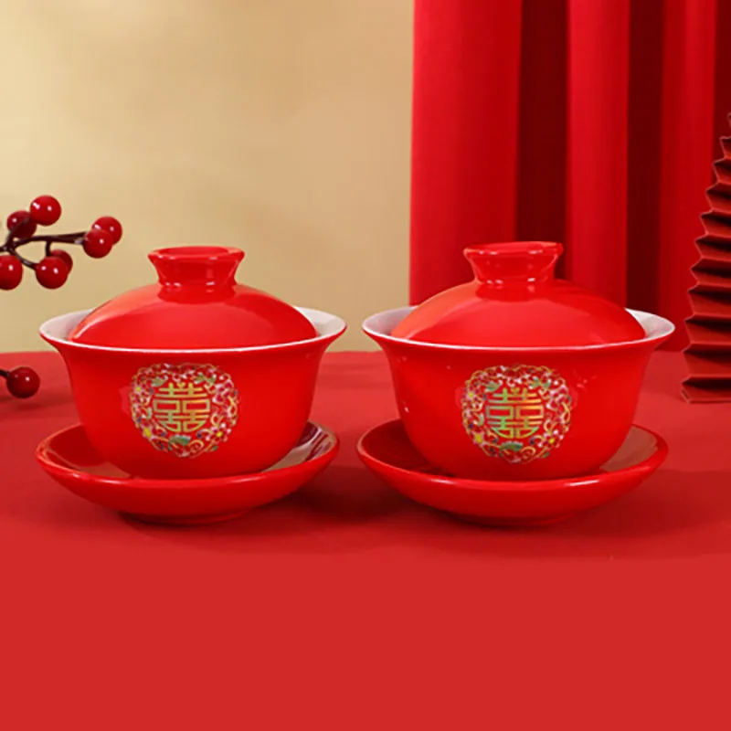 Chinese Porcelain Tableware for Adults, Gaiwan Bowl, Dragon and Phoenix, Tea Spoon, Wedding Party, Men and Women, Couple