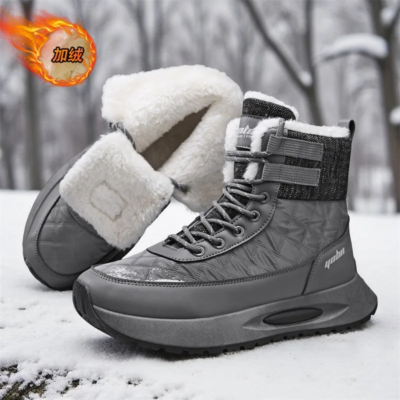 

2025 Winter New Style High-Top Men's Fleece-Lined Thickened Comfortable Snow Boots - Outdoor Versatile Warm Shoes & Fashionable