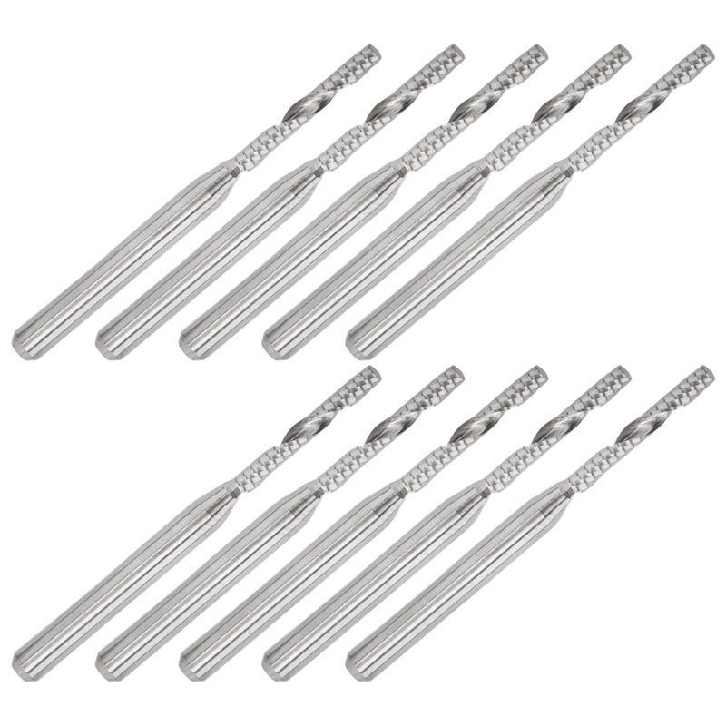 6Pack X(10 PCS 2mm x 15mm Carbide Single Flute End Mill Router Bit for Engraving Machine