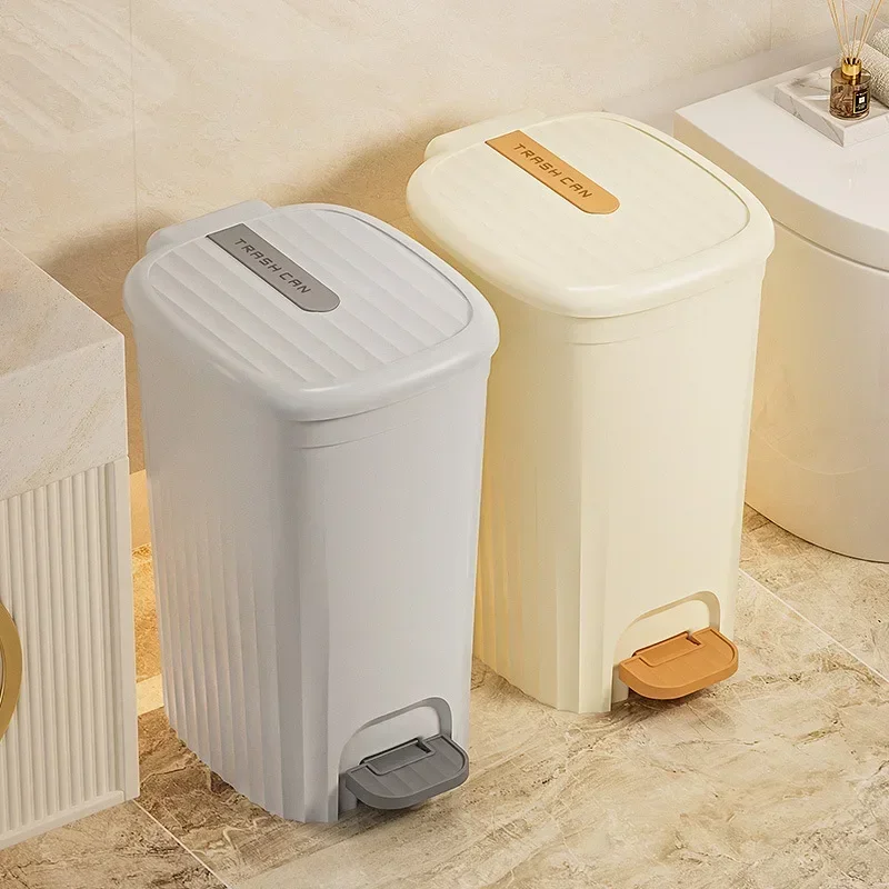 Kitchen Trash Can Household High-end Sense High-value Living Room with Cover Large Bathroom Toilet Pedal Trash Can