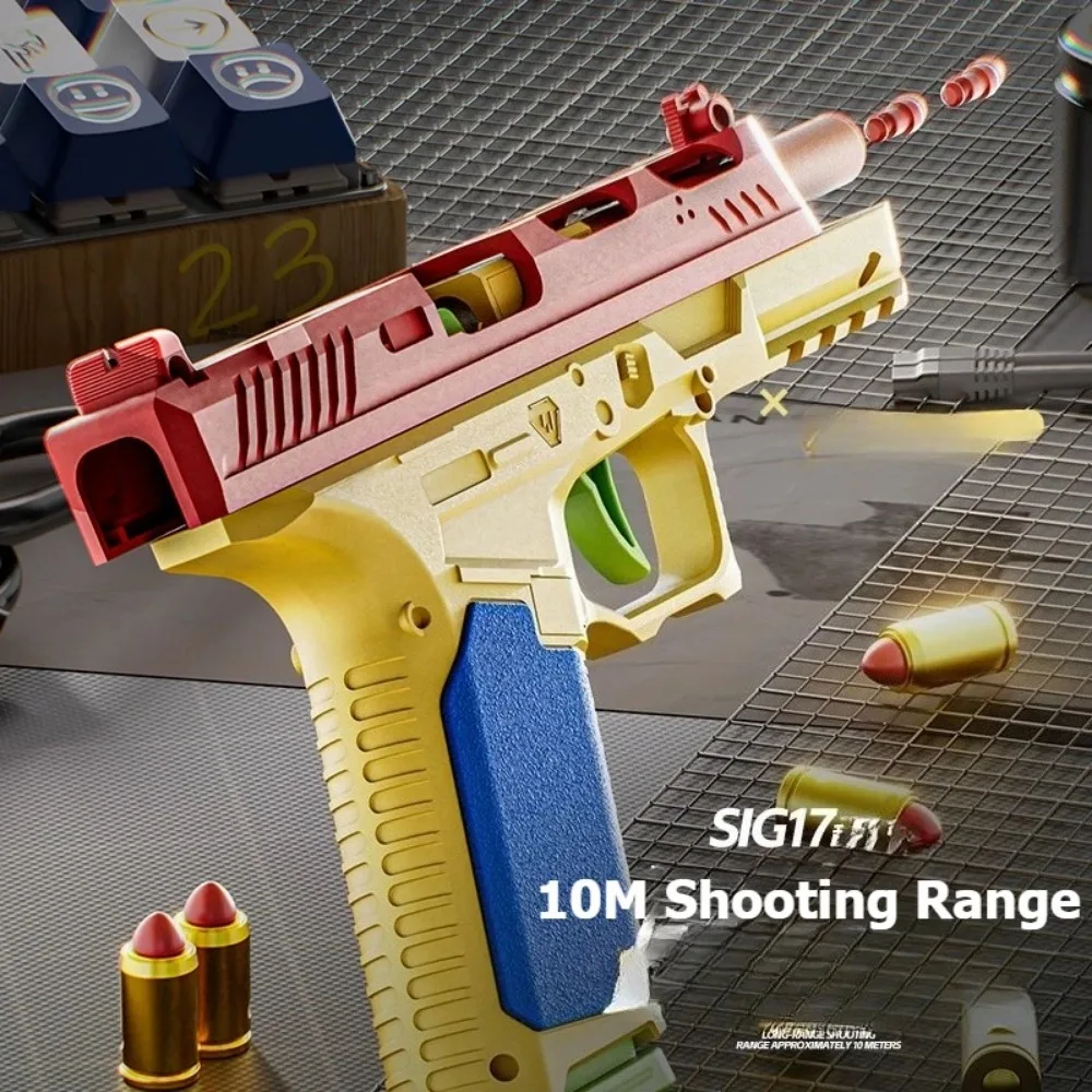Dauerfeuerndes Baustein-Spielzeugpistolen-Set mit Hülsenauswurf, Airsoft-Blowback, leere Hängepistole, Outdoor-CS-Waffe für Jungen und Erwachsene – Detail 13
