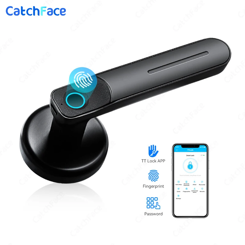 Bluetooth Biometric fingerprint lock with Keys  TTlock APP Digital Smart door lock Electronic Handle Lock Wifi Alexa/Google Home