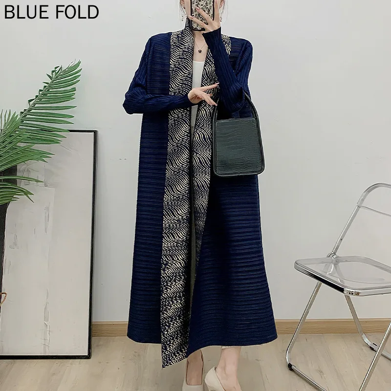 

MIYAKE PLEATS Elegant Temperament Windbreaker Robe International National Costume Autumn and Winter New Pleated Printed Cardigan