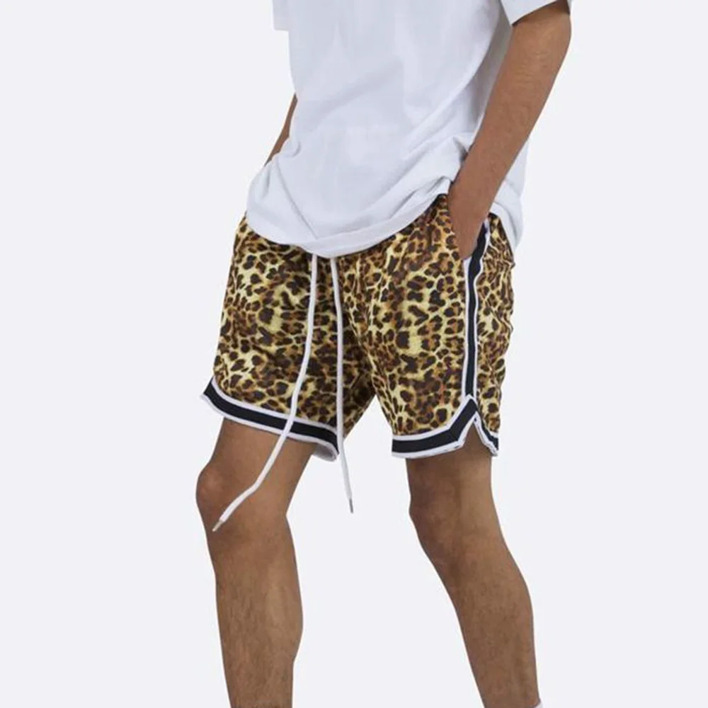 

Men's Leopard Print Sports Shorts Quick-Drying Pants American Style Retro Fashion Trend Casual Loose Basketball Gym Men Bottoms