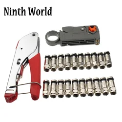 Coaxial Cable Manual Crimping Tool Set Kit For  F Connector RG59 RG6 Coax Cable Crimper With 20pcs Compression Connectors