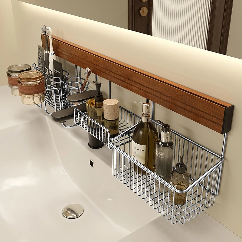 Stainless Steel Bathroom Storage Multifunction Bathroom Accessories Rust Proof Wall Shelves Strong Load Bearing Shelf and Racks