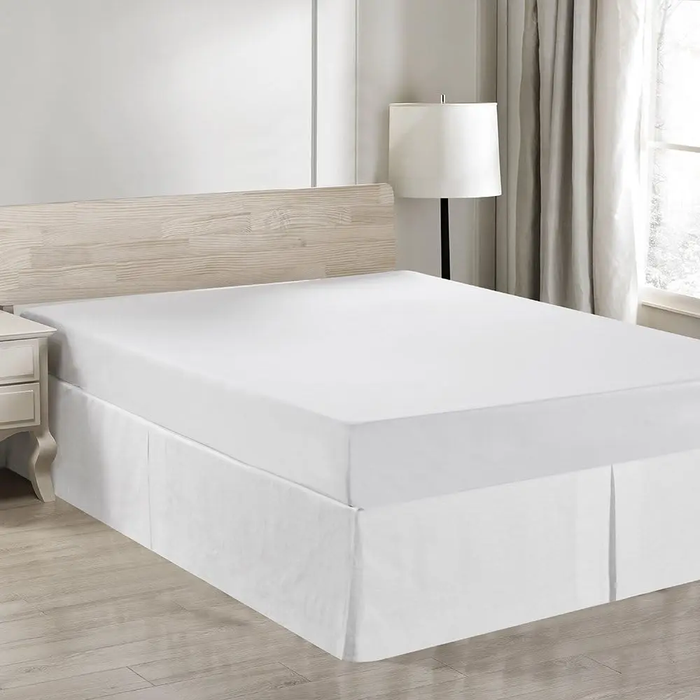 

Belgian Linen Bed Skirt With Classic 14 H Tailored Drop Dust Ruffle, Easy Fit Breathable Premium Natural Flax- Basic White,