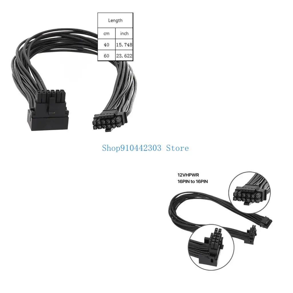 L4MD PCIE5.0 16 to 16Pin Cable 24AWG 12VHPWR Power Supply 16Pins Module Cable Graphics Card ATX3.0 Embossed Line 12+4PIN