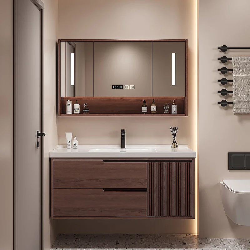 Extraction Hole Bathroom Cabinets Vanity Mirror Home Furniture Simple Luxury Bathroom Cabinets Wash Basin Locker Miroir De Salle