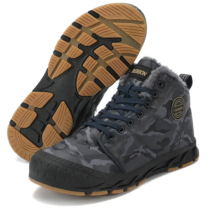 Warm Plush Ankle Boots Men Winter 2024 Man Tactical Boots Outdoor Hiking Platform Boots for Men Camouflage Hunting Shoe