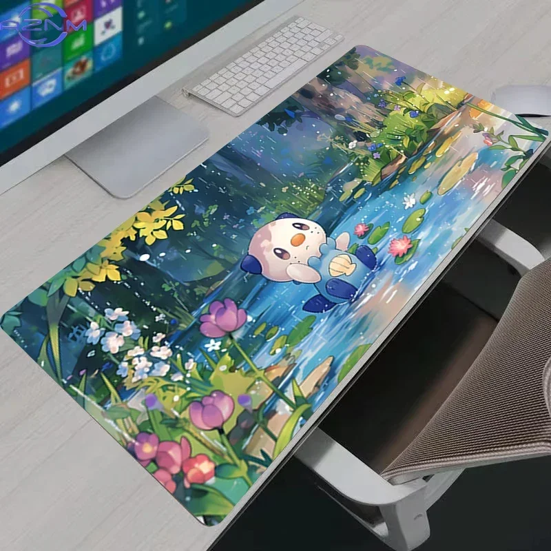 Cute Blue White Creature Forest Stream Water Lily Floral Scenery Rubber Mouse Pad Non Slip Anime Gaming Desk Mat for Keyboard