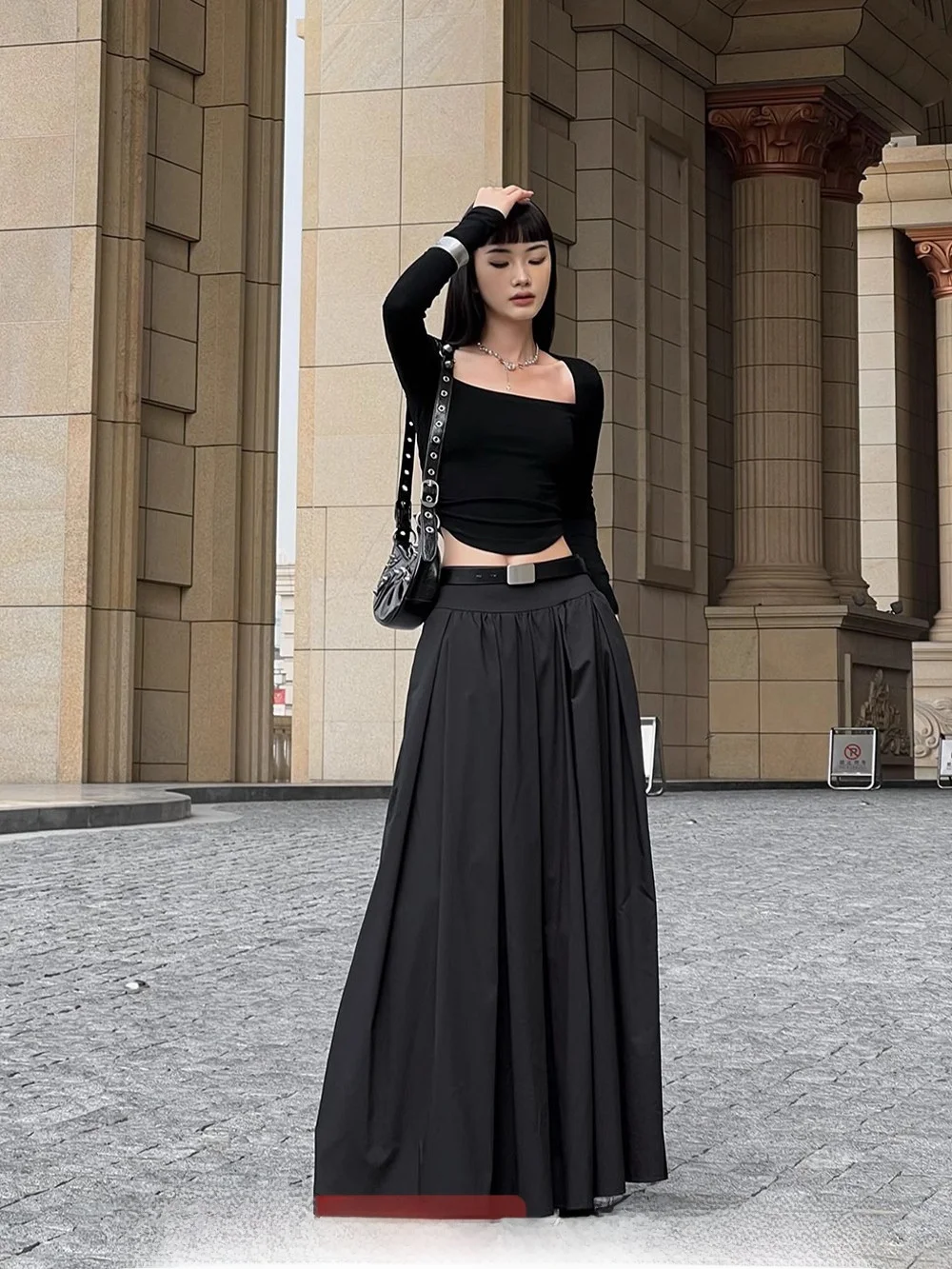 

Venuii Stylish Retro High Waist Long Pleated Skirt Fashionable Slimming Design A-Line Midi Skirt City Commute Wear Polyester ...