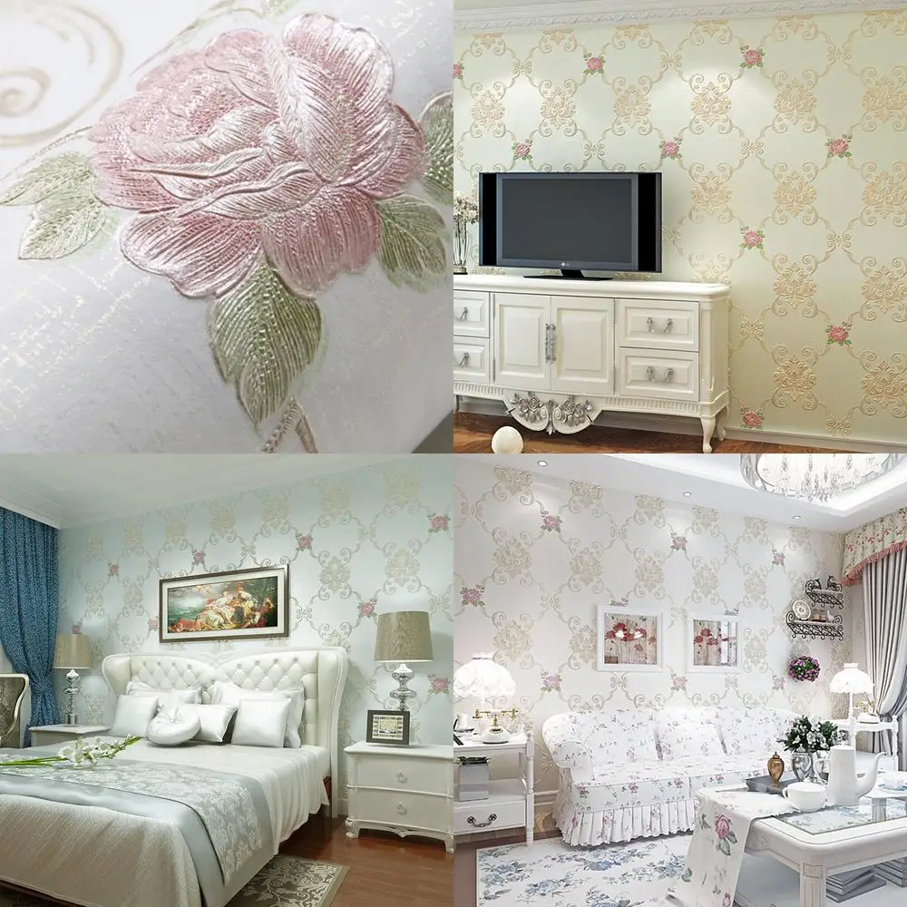 Rustic Style Home Wallpaper Small Floral Fresh Flower European Bedroom Living Room Embossed Cozy Korean Style Wallpaper