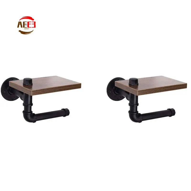 

AEE3-2X Rustic Industrial Toilet Paper Roll Holder,Pipe Floating Holder For Home/Bathroom,Wall Mounted Shelf,B
