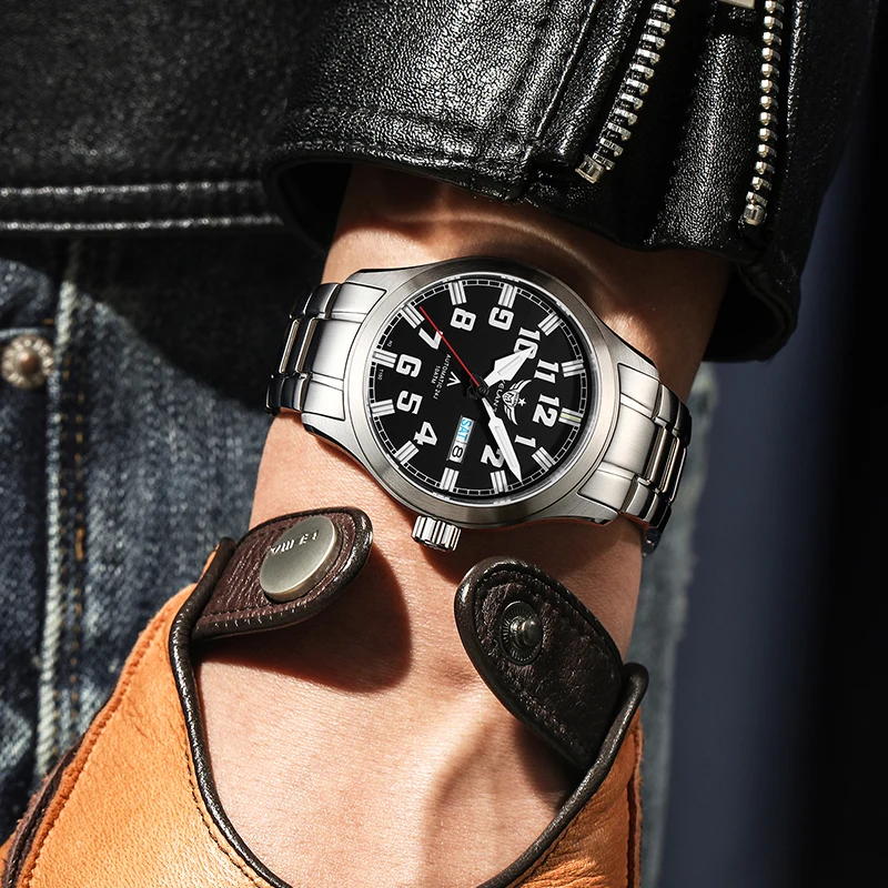YELANG Men Military Watch Automatic 42mm Pilot Mechanical Wristwatch Diver 10ATM Waterproof Luminous Sapphire NH36
