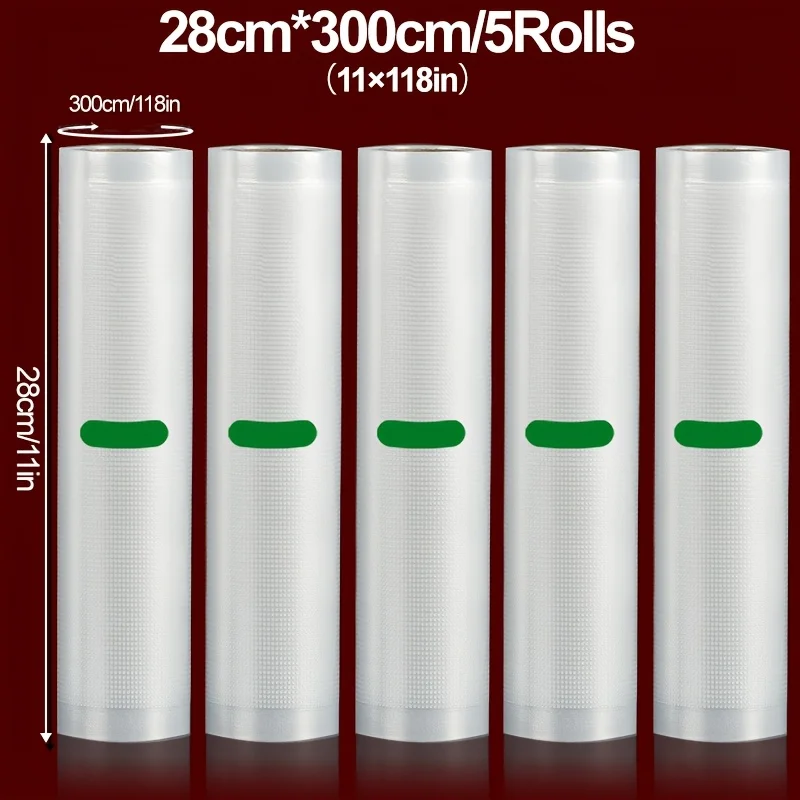5-Pack BPA-Free Vacuum Sealer Rolls: 3m Long, Multi-Width for Food Storage & Sous Vide. Durable, Tear-Resistant Design Preserves
