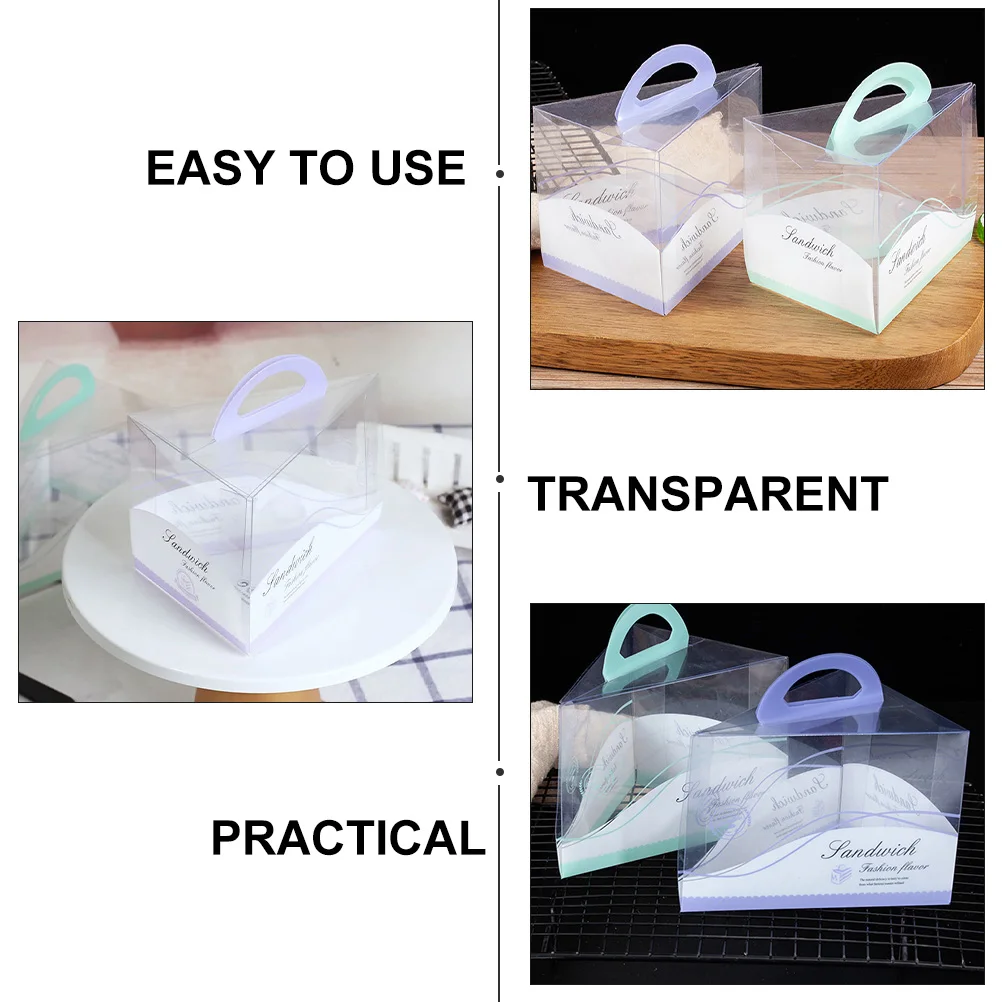 

12 Pcs Cake Box Plastic Transparent Carrier Food Grade Environmental Protection Small Container Purple Packing For Baby Shower