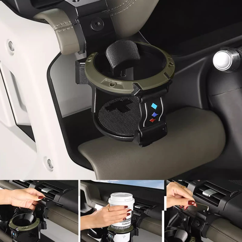

For Land Rover Defender 90 110 130 2020-2025 Aluminum Alloy Black Car Dashboard Drink Holder Water Cup Holder Trim Accessories