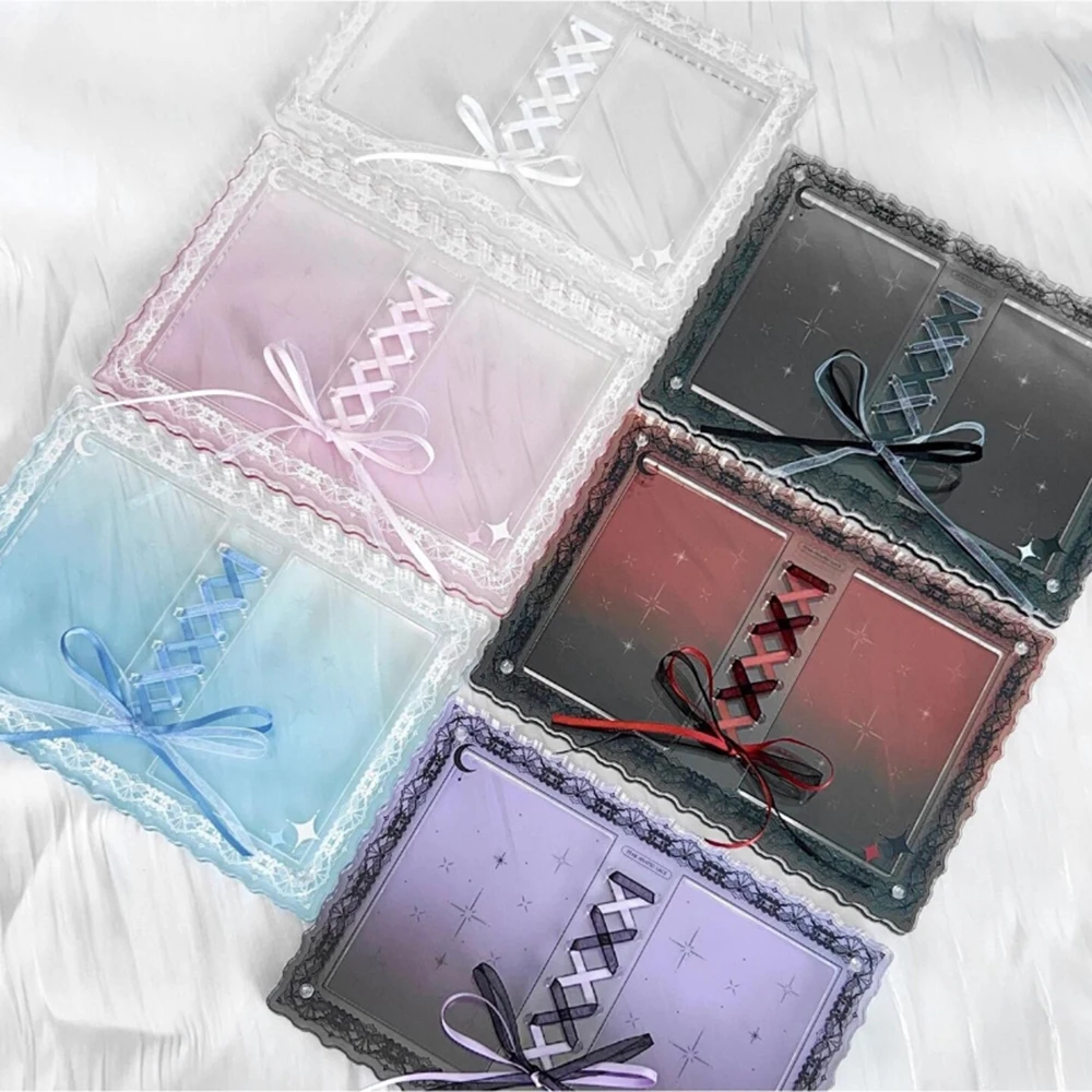 إطار صور أكريليك مرصع بالنجوم لطيف مع شريط دانتيل - شاشة مزدوجة الجوانب لصور 4 × 6، هدية جمالية لديكور غرفة الفتيات #5