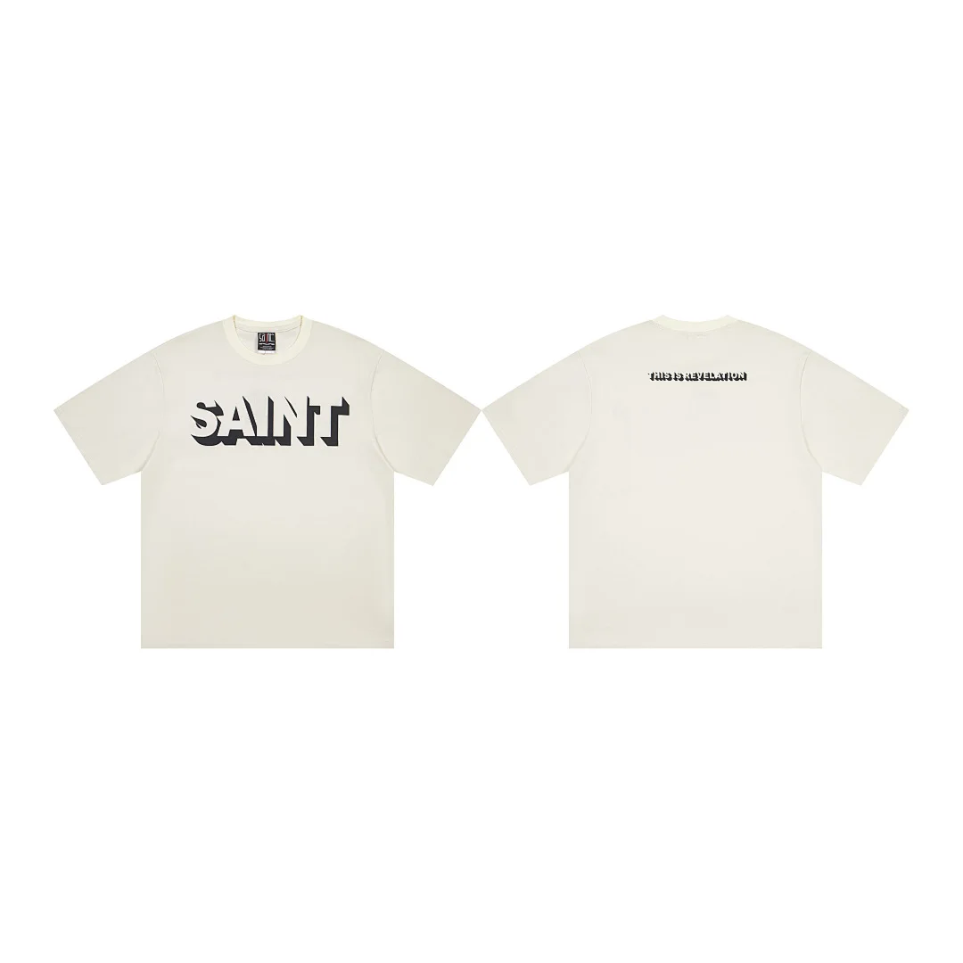 Oversized Saint T-Shirt Men Cartoon Candlestick Bonjour Graphic Print Vintage Loose Streetwear Hip Hop Cotton Casual Tees
