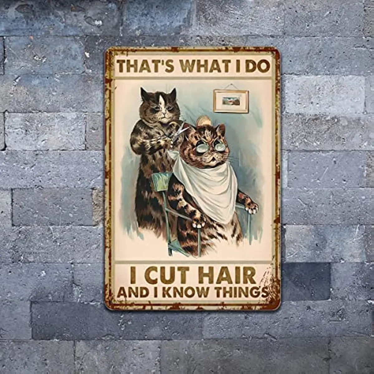 That's What I Do I Cut Hair And I Know Things Beauty Salon Hair Salon Decor Hair Stylist Cat Retro Metal Tin Sign Wall