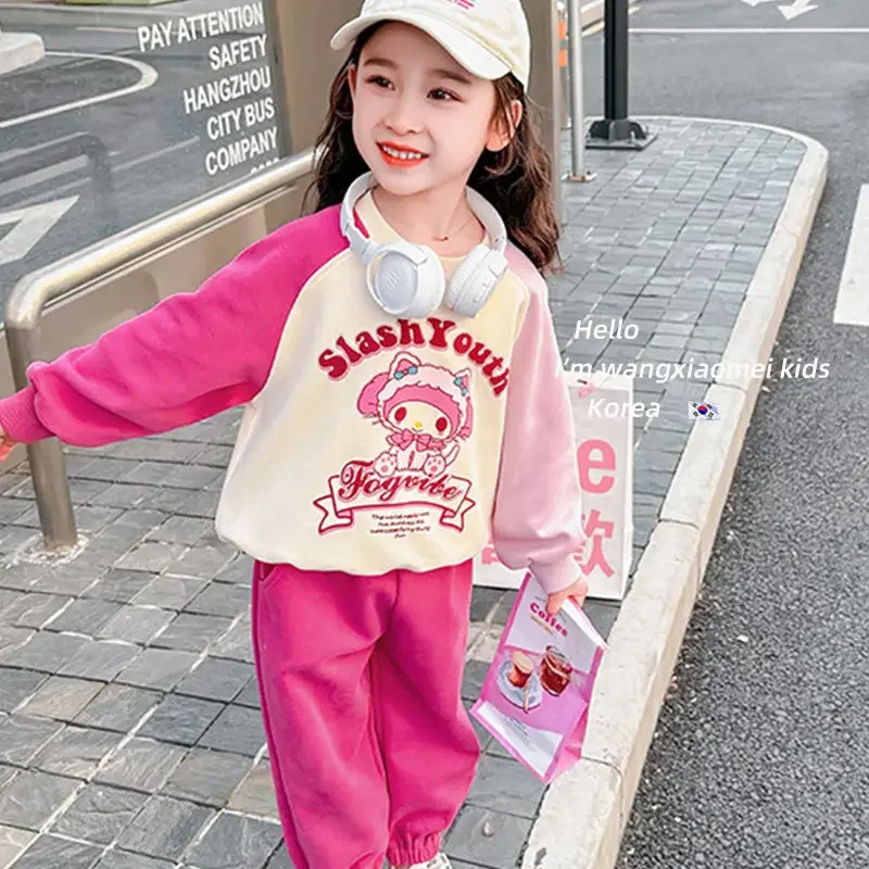 Spring Autumn My Melody Anime Kawaii Sanrio Sweat Hooded Pants Set Cute Kuromi Long Sleeve Shirt Leisure Clothing Gifts Toys